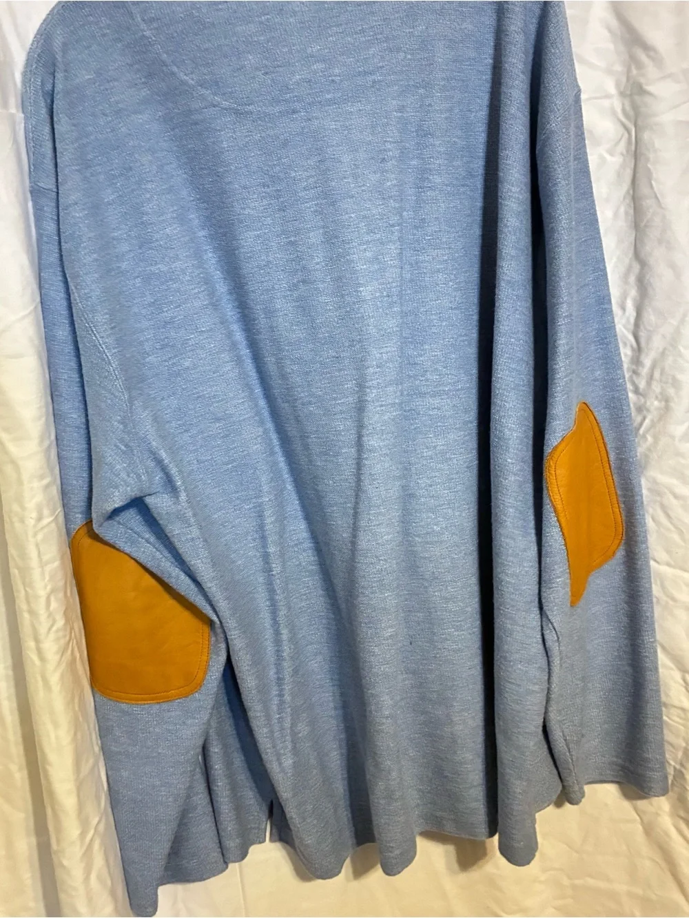 Orvis Light Blue Half-Zip Sweater with Mustard Trim